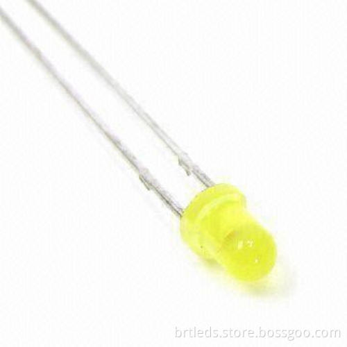 3mm Round LED Lamp, Yellow Emitted Color LED Lamp, Yellow Diffused Lens Appearance W/L 589nm